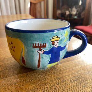 Sheep Cow and Farmers Themed Susan Sargent Coffee Cup Mug